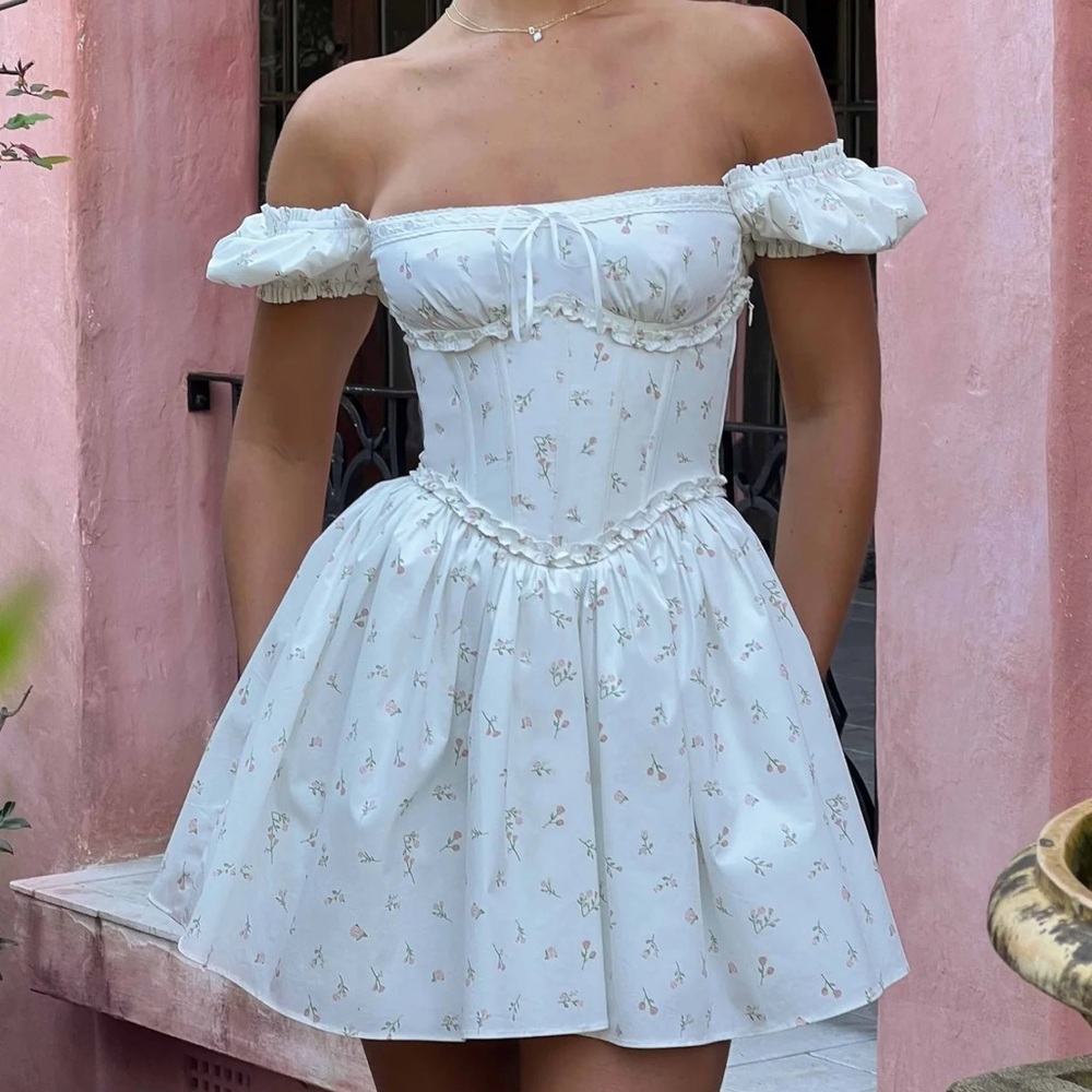 Babyboo Coquette White corset Floral Dress